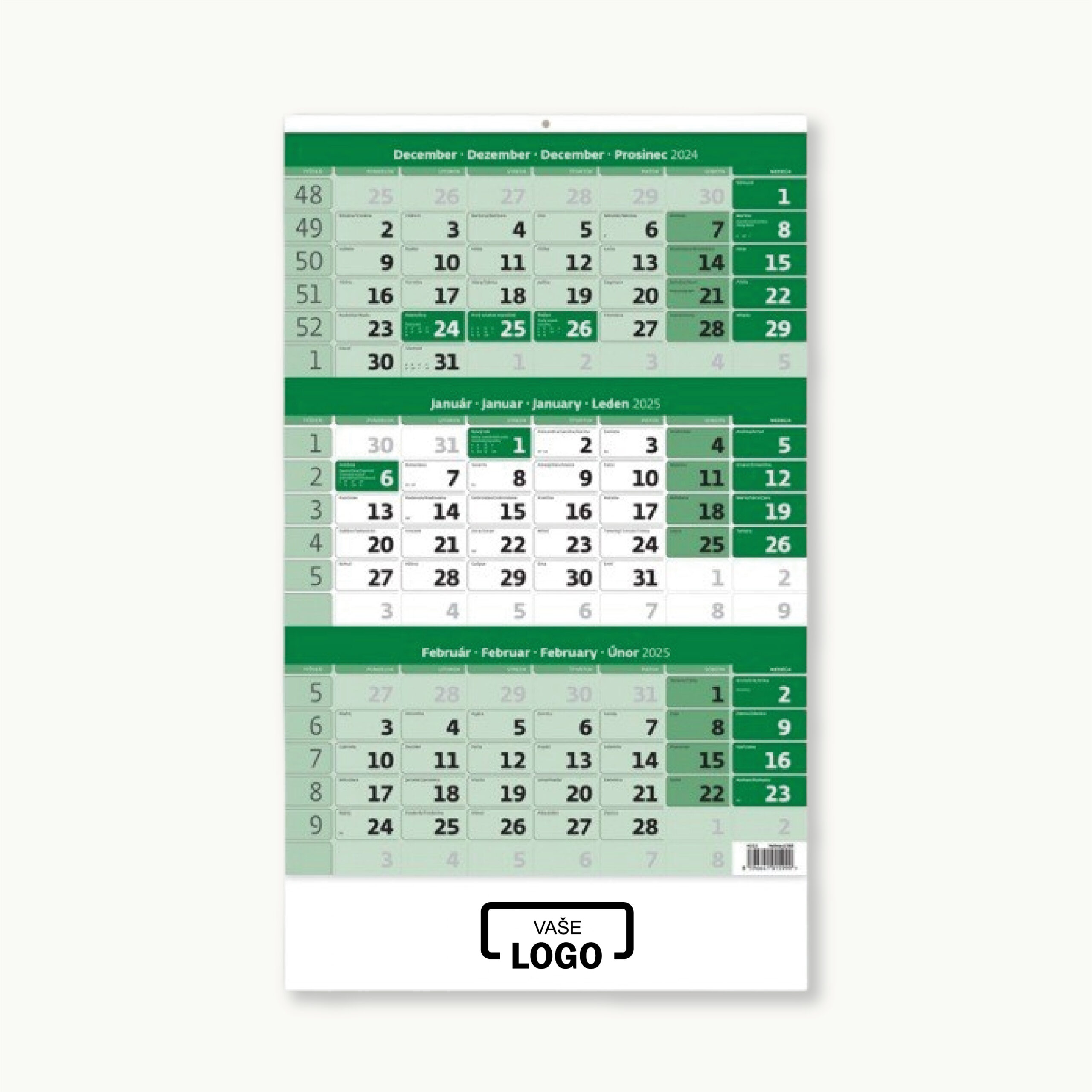 3 měsíční nástěnný kalendář